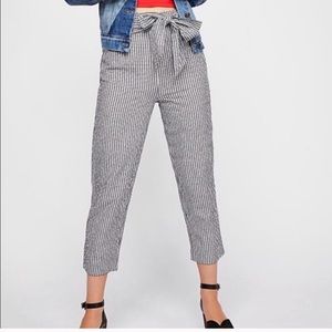 Free People gingham crop pants with tie